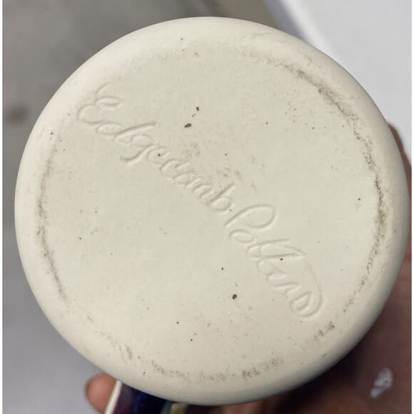 Edgecomb Potters ART POTTERY Mug LARGE Maroon Blue Drip Glaze - Picture 2 of 15